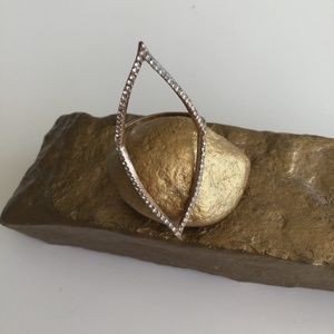 Triangle-shaped Gold Ring with tiny faux diamonds